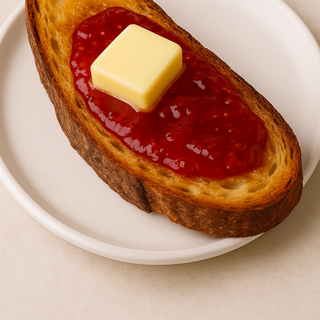 Tostada Con Mantequilla Y Mermelada De Fresa