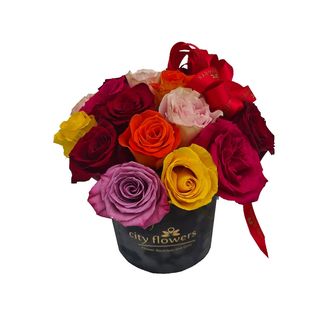 Cutie 15 trandafiri multicolori