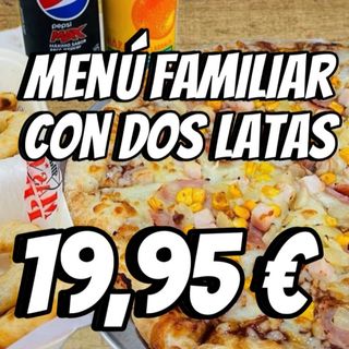 Menú  Pizza Familiar y dos bebidas 33 cl.