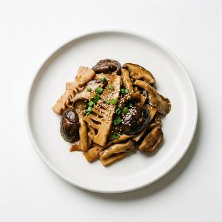 Bambú Y Setas Salteadas