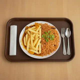 Chips, Pilau & Beef