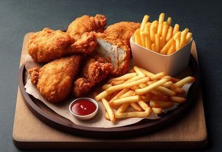 Pollo (12 uds.) + Coca-Cola Sabor Original (1 lt.) + patatas fritas
