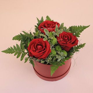 Amour. Caja Con 3 Rosas Rojas