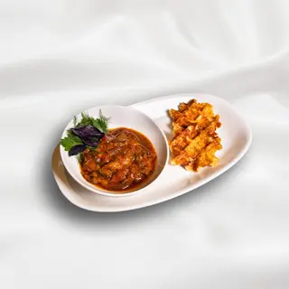 Ajapsandali with cheese waffles