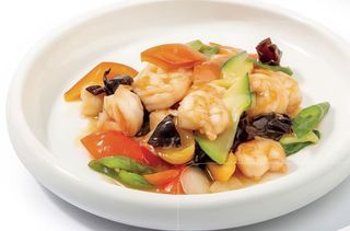 226 Gamberi con verdure e salsa piccante