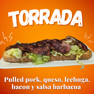 8. Pulled Pork, queso, lechuga, bacon y salsa barbacoa