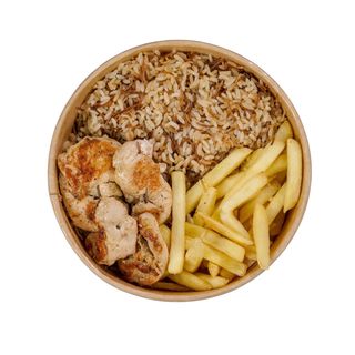 Escalope Piquant Rice & Fries Bowl