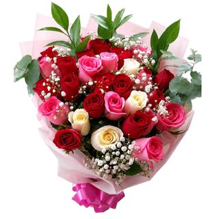 Pink Rose + Baby's Breath
