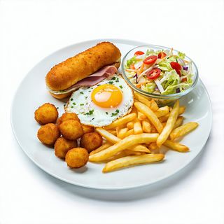 San Jacobo, Huevo, Croquetas, Patatas Y Ensaladilla Rusa