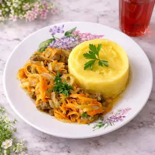Печень жареная с луком и морковью