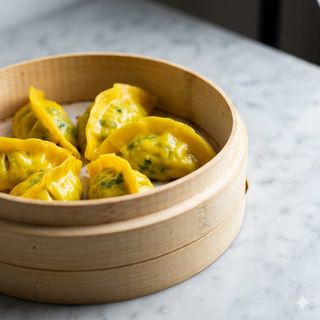 Dim sum di ricotta spinaci sfoglia con zafferano