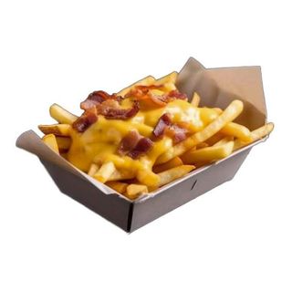 Patate fritte con salsa cheddar e bacon