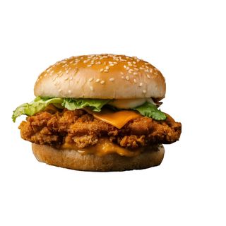 Chickenburger sir s pomfritom