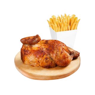 1/2 pollo a las brasas con patatas