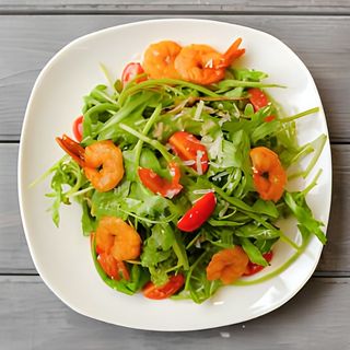Руккола с креветками под фирменным соусом