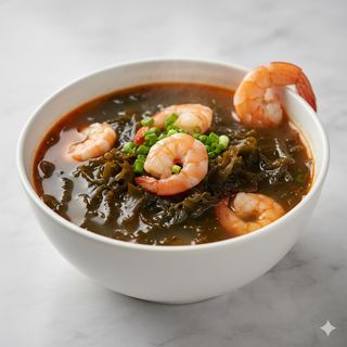 Sopa De Alga (Porphyra) Y Camarones