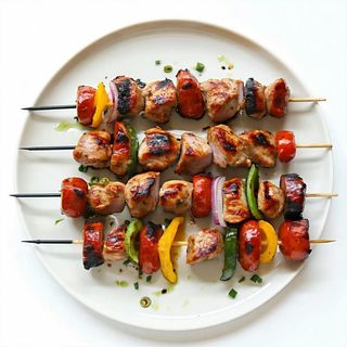 Spiedini di pollo e salsiccia