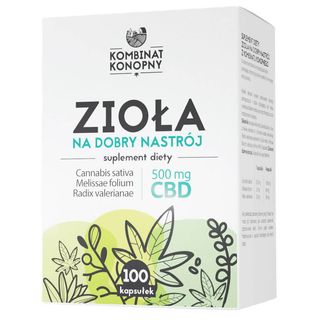 Zioła na dobry nastrój CBD 500 mg kozłek lekarski i melisa 100 kapsułek Kombinat konopny