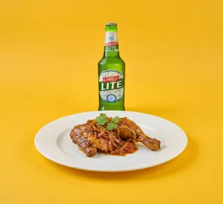 Chicken 1/4 (Wet Fry) + Castle Lite