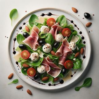 Sałatka z szynką parmeńską i serem burrata 300g