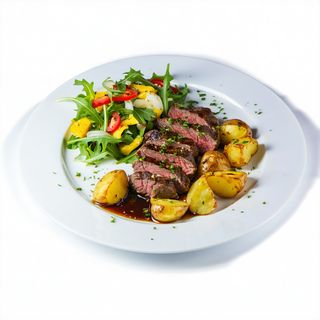 1 Carne Con Ensalada Y Patatas