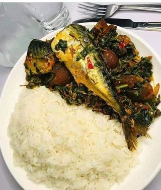 White Rice + Vegetable sauce+ fish or Beef