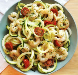 Salsa de calabacín y gambas