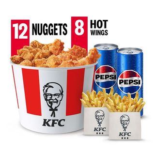 Menu Bucket 12 Nuggets + 8 Hot Wings