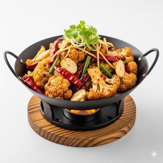 Scodella di fuoco con cavolfiore 干锅花菜