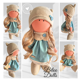 Papusa Biloo- CARLA, handmade, textila, 40 cm