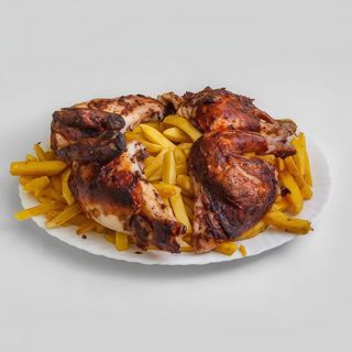1 Pollo a la brasa, patatas y ensalada