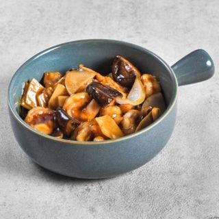 Gambas Con Setas Y Bambú