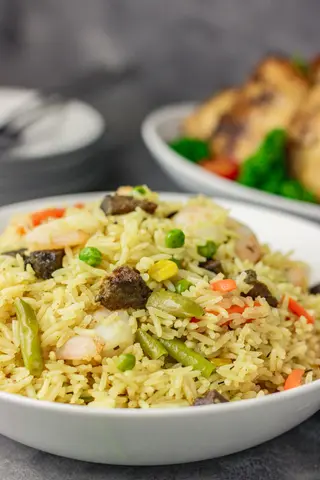 Coconut Rice With Pepper Sauce Chicken