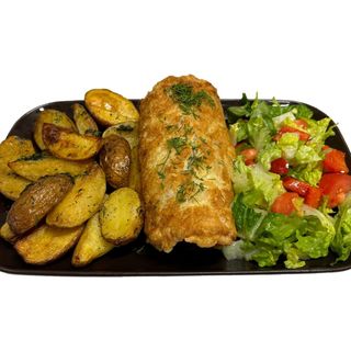 Kotlet schabowy z ziemniakami opiekanymi