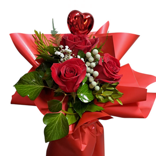 Buket - 3 crvene ruže i srce
