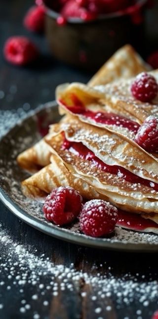 კრეპი ჟოლოს მურაბით და ხილით