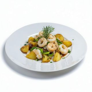 Tapa De Calamares Salteados Con Patata Y Cebolla