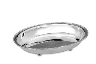 Tava ovala argintata decorata cu picioruse 28 cm