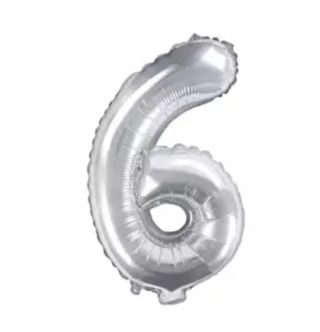 Cyferka 6 z helem ( srebrna )