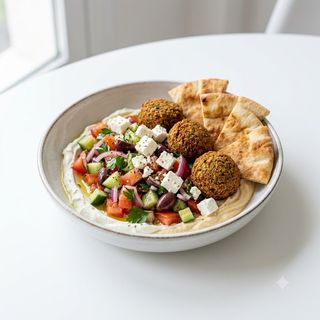 Ensalada Griega Con Falafel