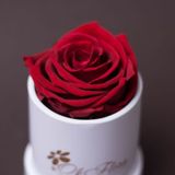 Trandafir criogenat roșu în mini-cutie alba