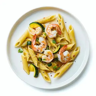 Penne gamberetti e zucchine