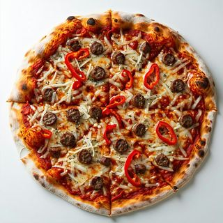 Pizza rossa peperoni e salsiccia