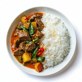 Arroz Blanco Curry Thai Ternera y Verduras