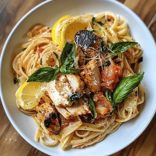 Grilled Chicken Lemon Basil Pasta