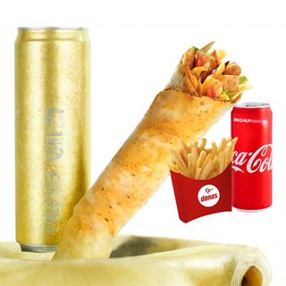 Донас чикън меню 2 + Coca-Cola кен (330мл) + пържени картофи (400г)