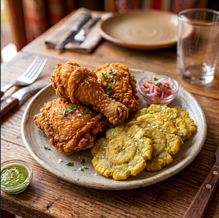 Plato De Pollo Frito Y Patacón