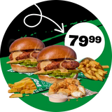 2x BURGER Z KURCZAKIEM + 2x FRYTKI + 6 POPSY