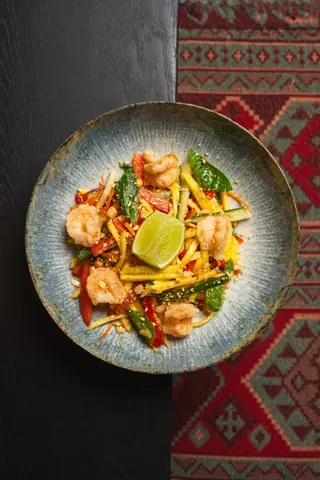 Som tam shrimp