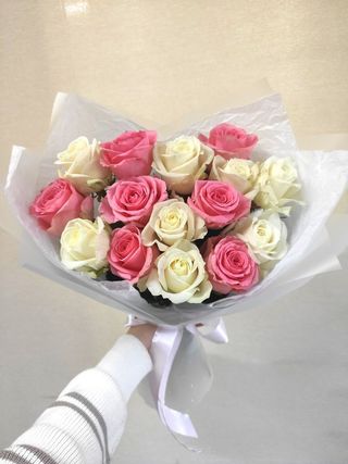 Bouquet Élégance  13 Blanche & Rose